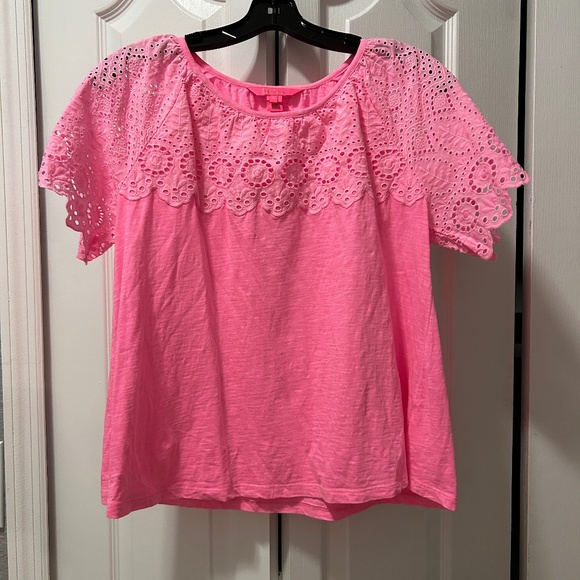 NWOT Lilly Pulitzer Taylin Eyelet Top Pink Shandy Size Small - Picture 4 of 13